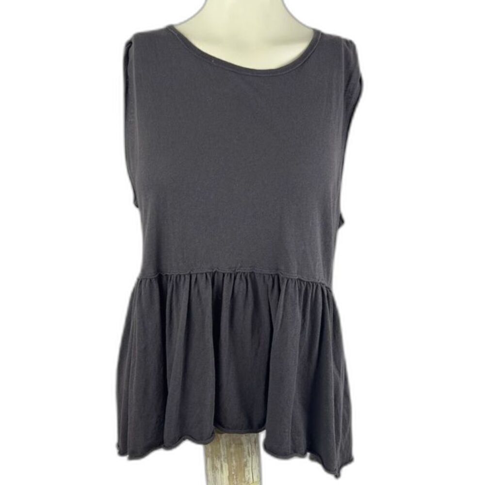 We the Free Womens Cotton Sleeveless Anytime Tank Top Peplum Gray Size Small